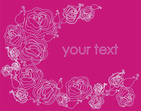 装飾的なバラの花でピンクのベクトルの背景 — ストックベクタ