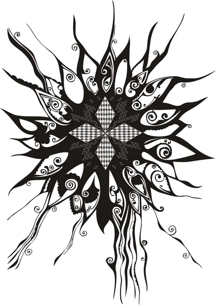 Sílhueta de girassol de vetor - flor ornamental preta em fundo branco — Vetor de Stock