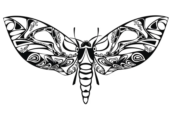 Černá noční motýl ve vektoru — Stockový vektor