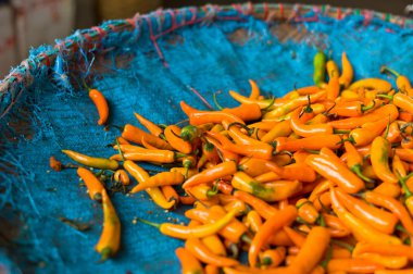 Chillies drying under the sun clipart