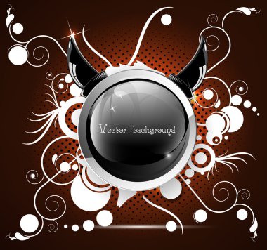 Artistically abstract circle with horns on a black background clipart