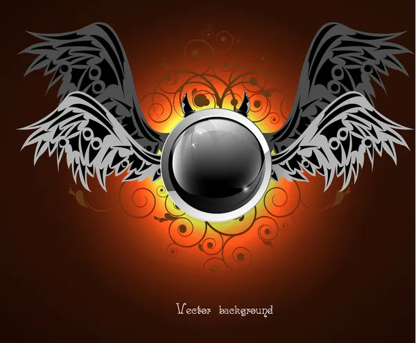 Artistically abstract circle with wings on a dark background — Stock Vector