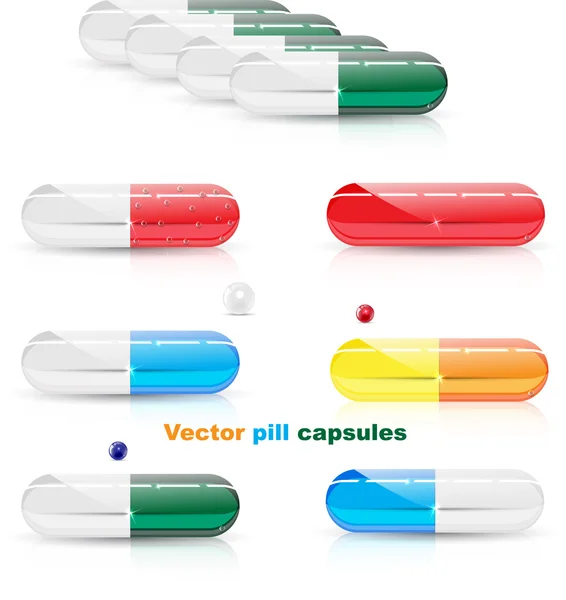 Capsule pillola vettoriale isolate su bacino bianco — Vettoriale Stock