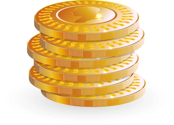 stock vector Gold vector coins pile up on white background