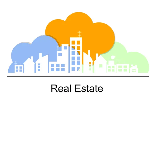 房地产概念与色彩云 — 图库矢量图片