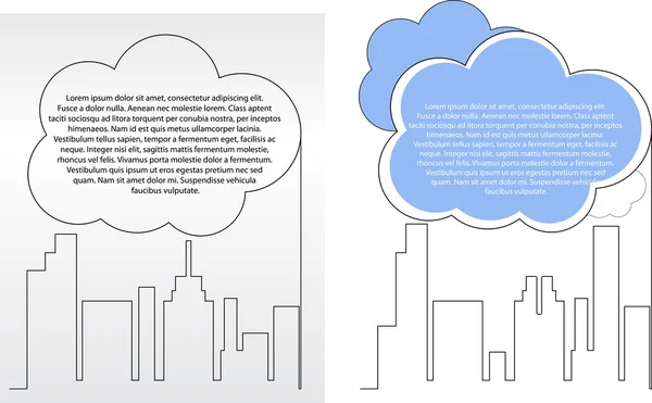 Силуэты городского строительства с облаками для текстового вектора — стоковый вектор