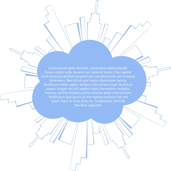 Edifici cittadini su cloud vector — Vettoriale Stock