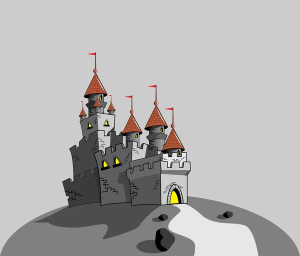 Cinza incrível formato de vetor castelo — Vetor de Stock