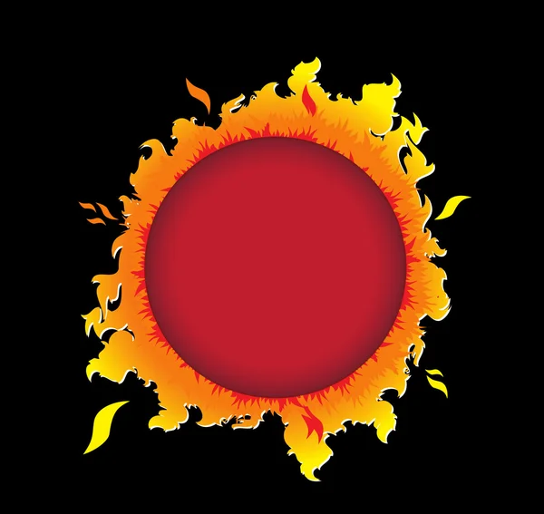 Soleil rouge enflammé sur fond noir — Image vectorielle