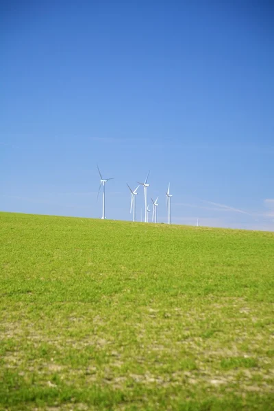 Långt vindkraftverk — Stockfoto
