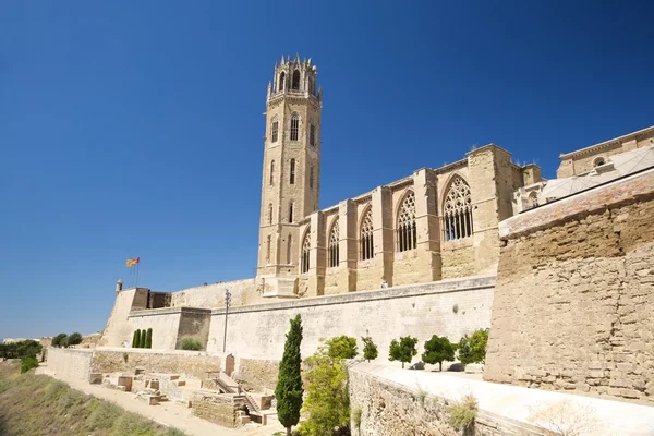 Paisaje de la catedral en la ciudad de Lleida — Foto de Stock