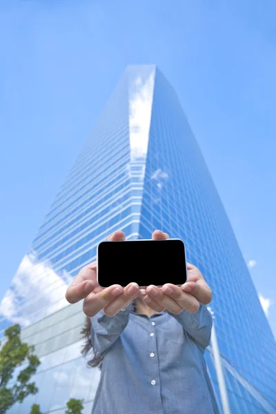 Screen businesswoman smartphone — Stock Photo, Image