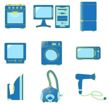 Set icons of home's appliances clipart