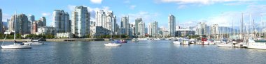 Panorama view of S. Vancouver BC & sailboats in False creek. clipart