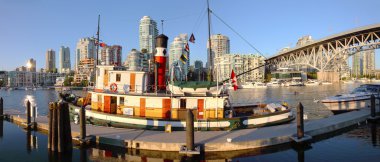 Granville island & Granville bridge at sunset BC Canada. clipart