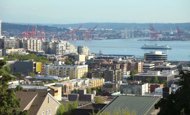 Port of Seattle and surroundings, Washington state. clipart