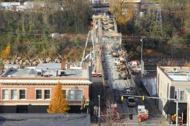 Construction of a new bridge, Oregon city OR. clipart