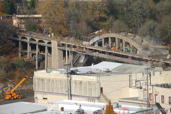 Construction of a new bridge, Oregon city OR. — Stock Photo, Image