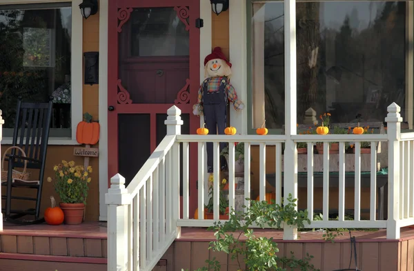 Decorated porch, Oregon city OR. — Stock Photo, Image