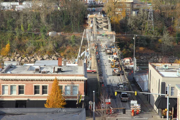 Construction of a new bridge, Oregon city OR. — Stock Photo, Image
