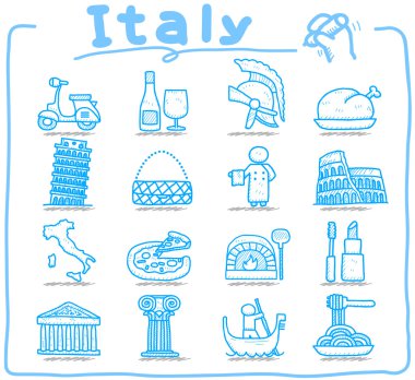 İtalya, İtalyan, Avrupa, seyahat, landmark Icon set