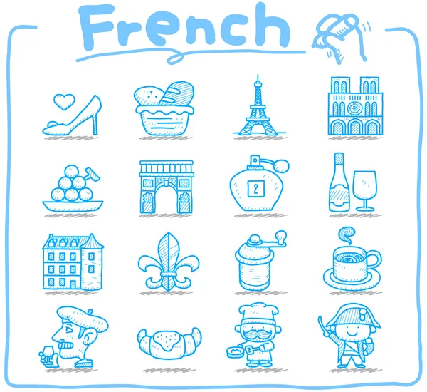 stock vector French,Europe,travel,landmark icon set