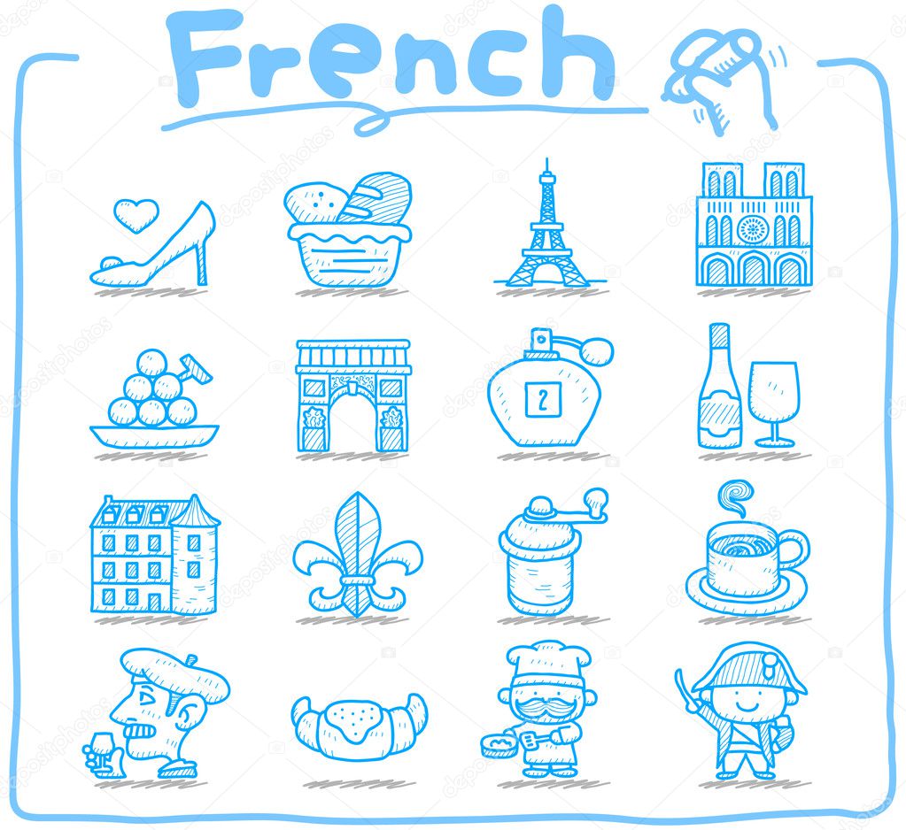 French,Europe,travel,landmark icon set