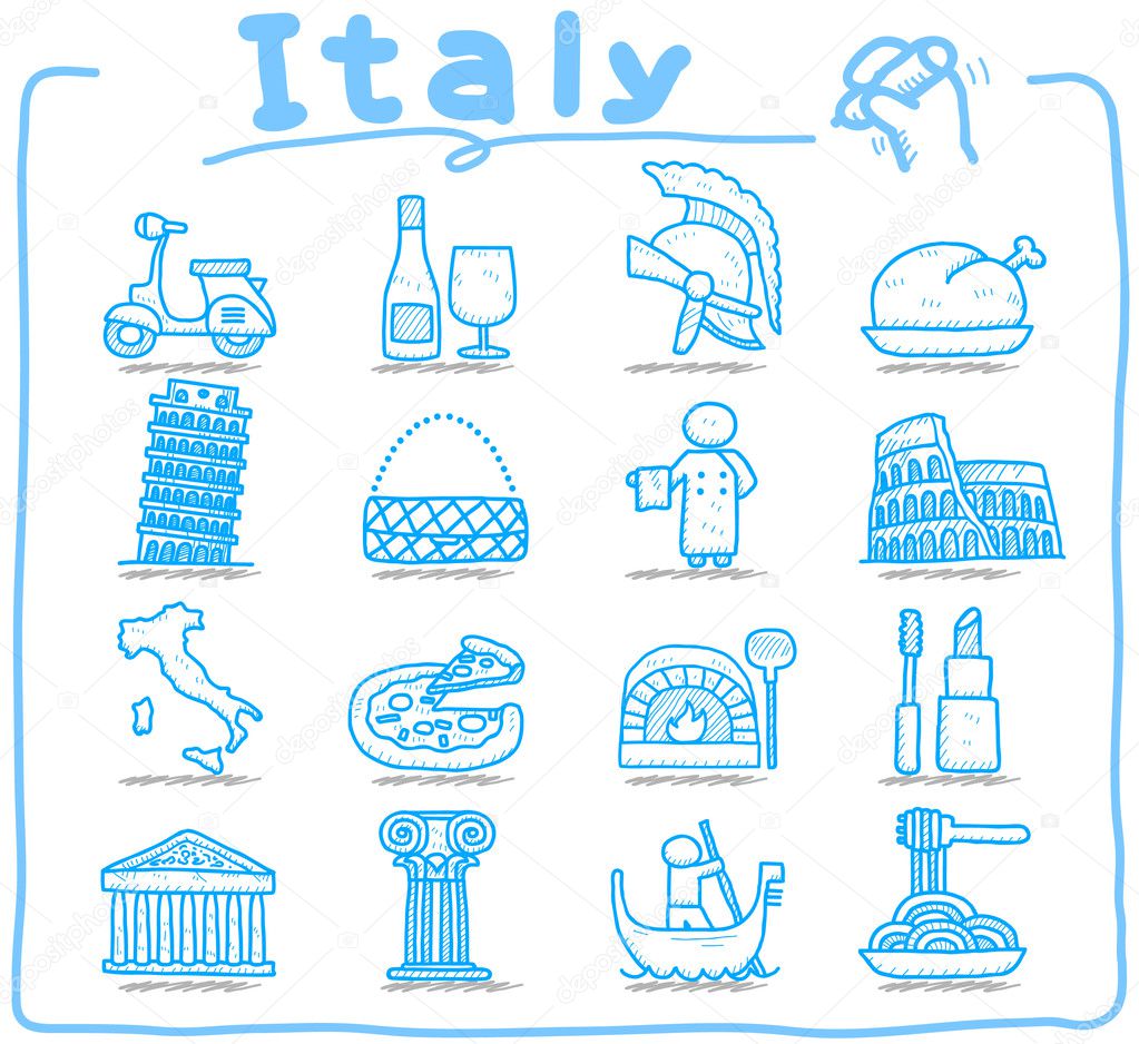 Italy,italian,Europe,travel,landmark icon set