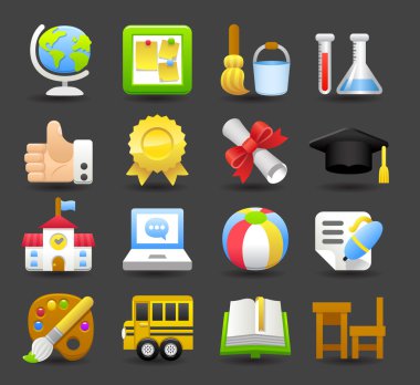 School,education,research icon set clipart