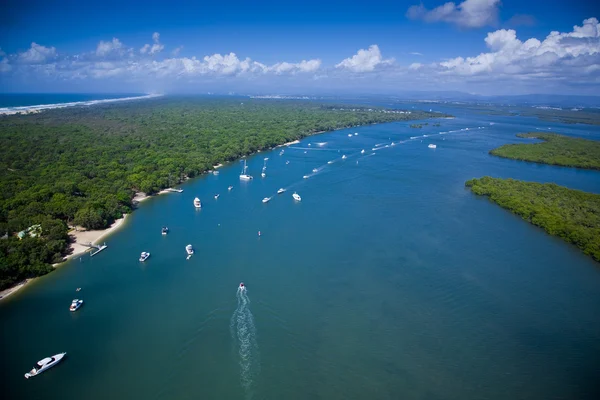 Aerial view of yachts — Stock Photo, Image