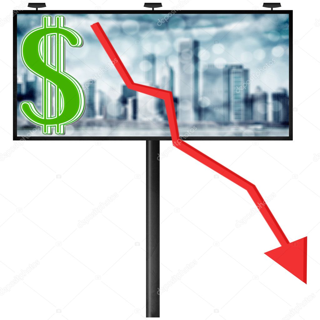 Billboard with stock market diagram (isolated illustration)