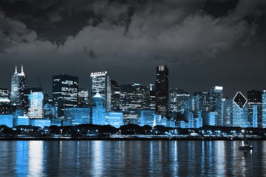 Dark Clouds on Finance District at Night clipart