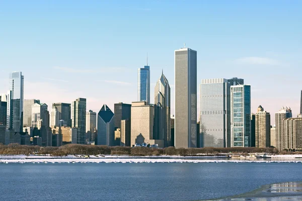 市中心冬季日出在芝加哥 — 图库照片