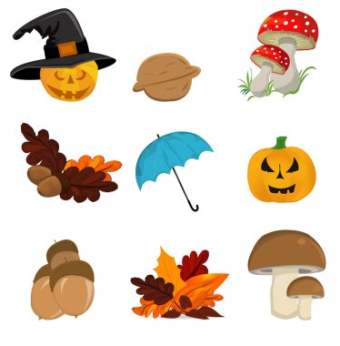 autumn icon set clipart