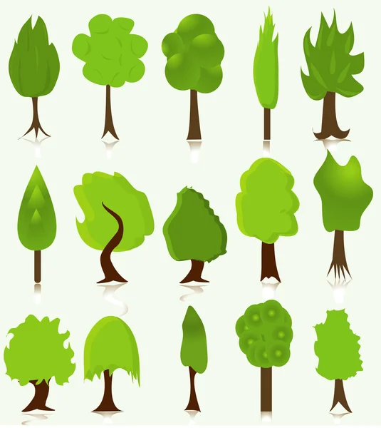Set aus verschiedenen Bäumen — Stockvektor