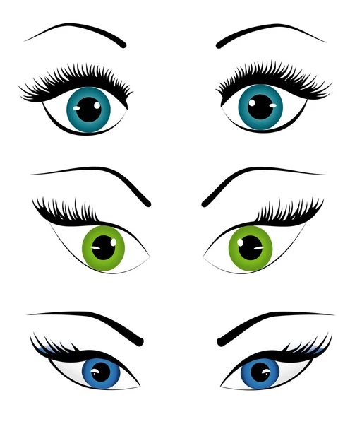 Collezione donna occhi, illustrazione vettoriale — Vettoriale Stock