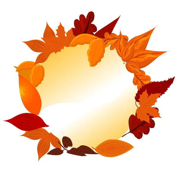Round frame of autumnal leaves — Stock Vector