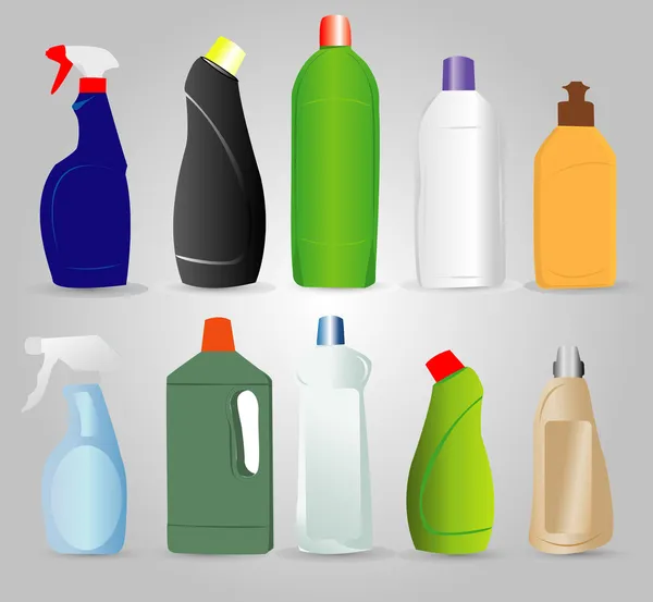 Φιάλες των προϊόντων καθαρισμού — Διανυσματικό Αρχείο
