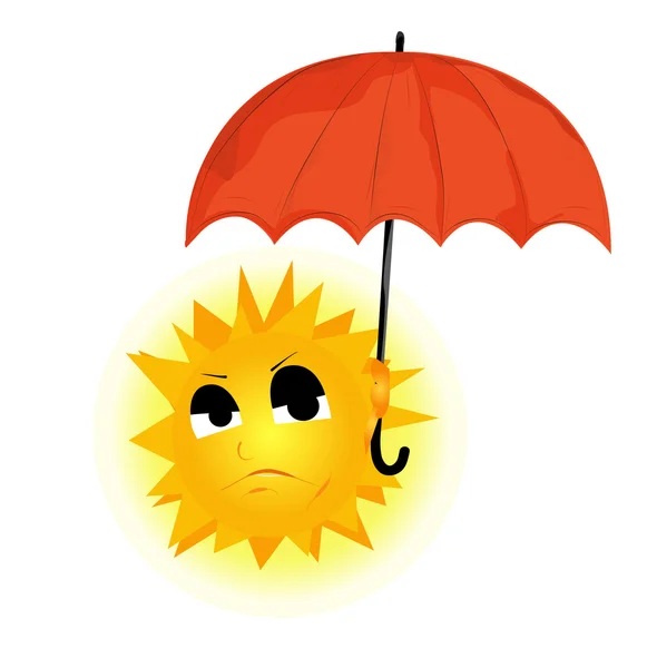 Image vectorielle du soleil, qui garde le parapluie et le deuxième — Image vectorielle