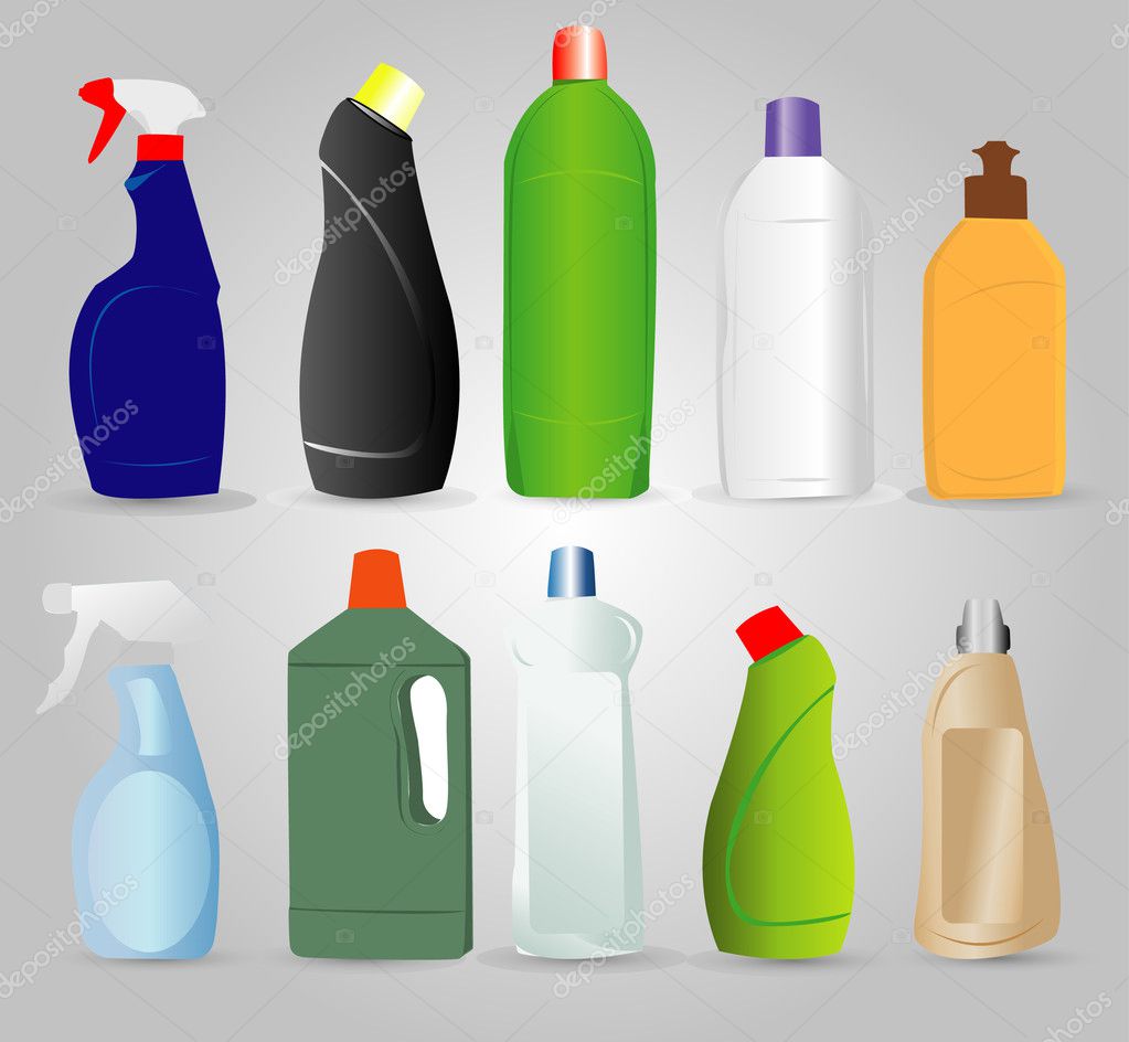 Bottles of cleaning products