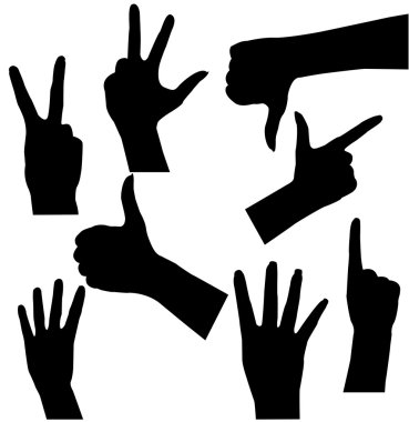 Human Hand collection, different hands, gestures, signals and si clipart