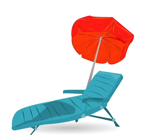 Cadeiras de praia e guarda-chuva — Vetor de Stock