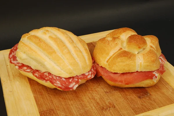 Sandwiches (jamón y salami) 003 — Foto de Stock