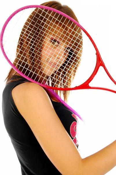 The girl and the tennis racket 011 — Stock Photo, Image