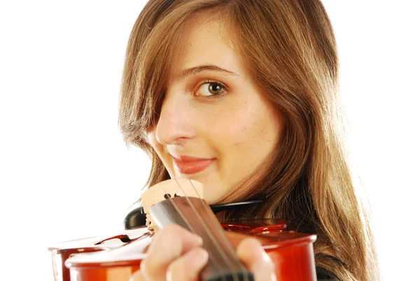 ヴァイオリン 015 を持つ女性 — ストック写真