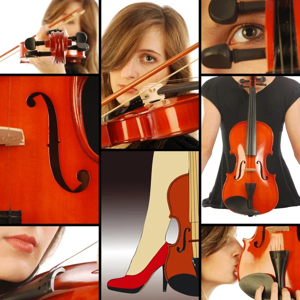 Woman with Violin — Stock Photo, Image