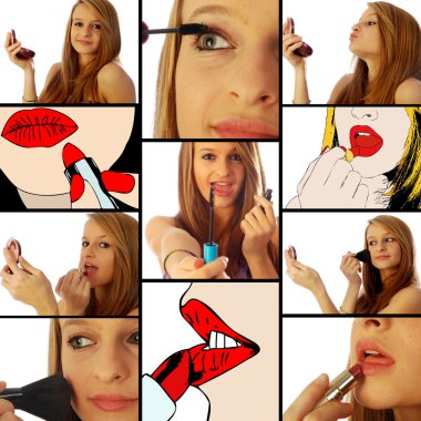 Girl who put make-up collection 01 clipart