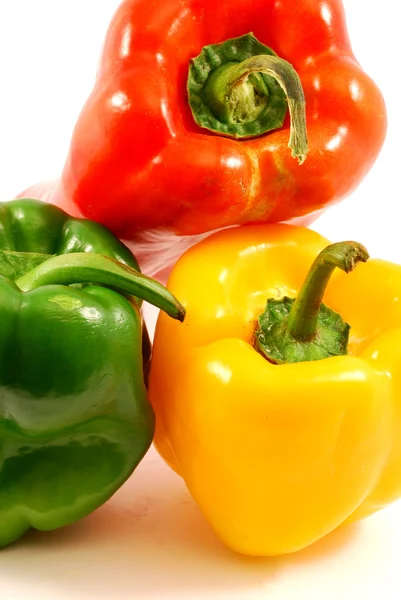Trio of peppers - yellow, green, red — Stock Photo, Image