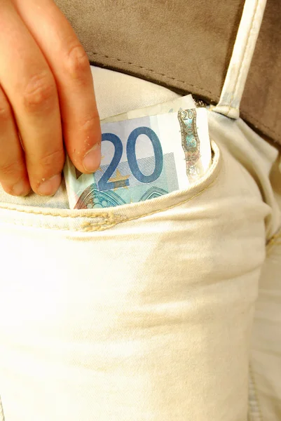 二十欧元的牛仔裤 pocketventi 欧元 — 图库照片