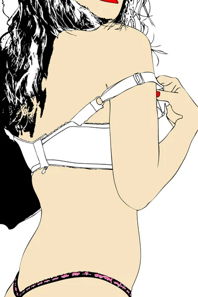 Mujer en sujetador blanco — Foto de Stock
